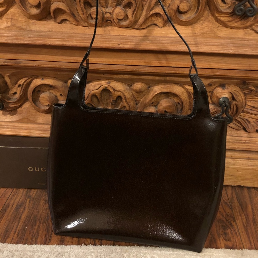 Auth GUCCI vintage wine red burgundy leather bag - Picture 3 of 11